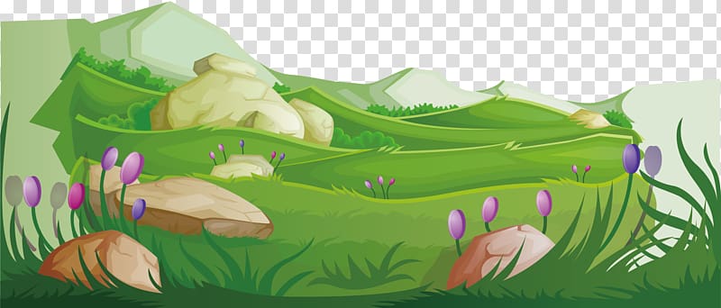 Cartoon Landscape, Hand drawn flower flat cartoon transparent background PNG clipart