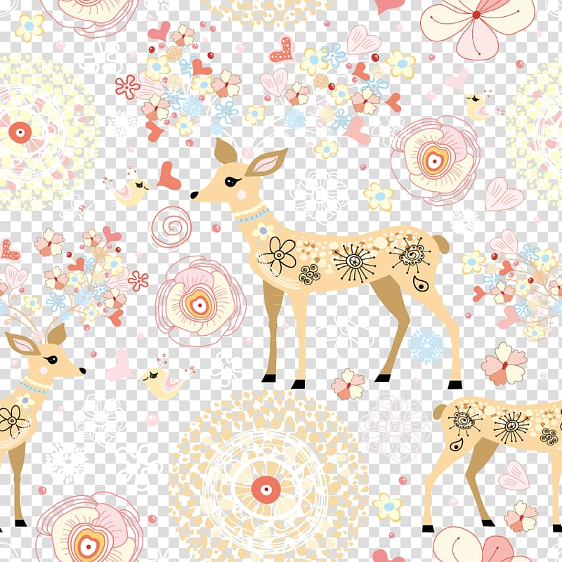 Wall decal Sticker Adhesive, Deer Flowers transparent background PNG clipart