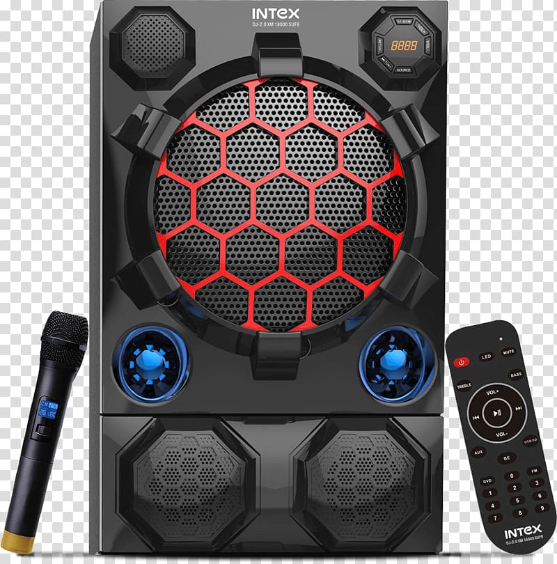 Loudspeaker Disc jockey Sound system Microphone Music, Dj speakers transparent background PNG clipart