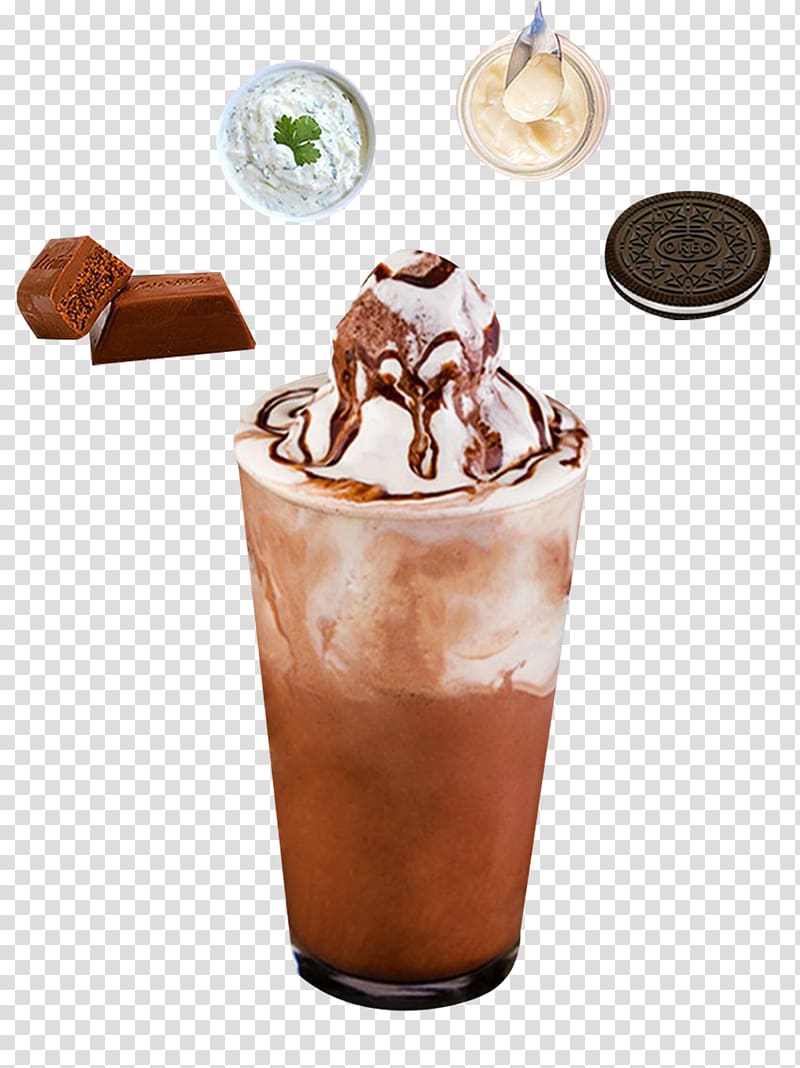 cold chocolate beverage, Chocolate ice cream Milkshake Tea, Oreo milk tea frozen drink transparent background PNG clipart
