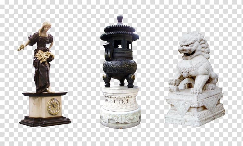 Stone sculpture Chinese guardian lions, Large stone sculpture in kind transparent background PNG clipart