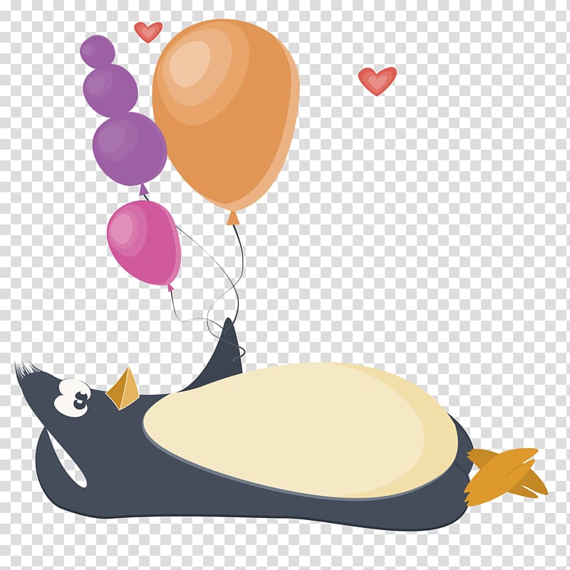 Birthday Balloon Cuteness Greeting card, A penguin holding a balloon transparent background PNG clipart