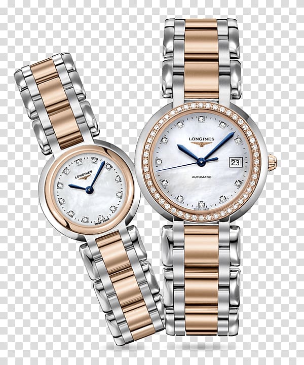 Longines Watch Diamond Bracelet Quartz clock, Longines heart month series couple watch transparent background PNG clipart