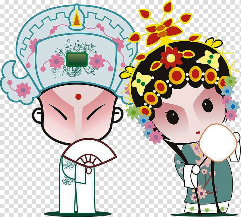 Peking opera Cartoon, Hand drawn cartoon characters opera transparent background PNG clipart