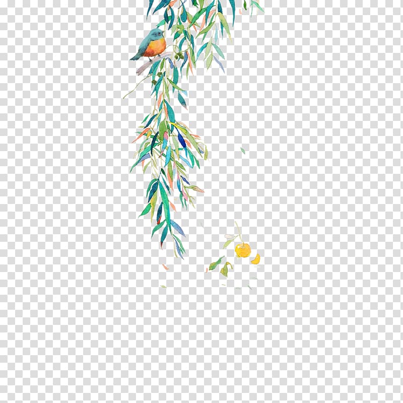 Willow, Hand-painted bamboo leaves transparent background PNG clipart