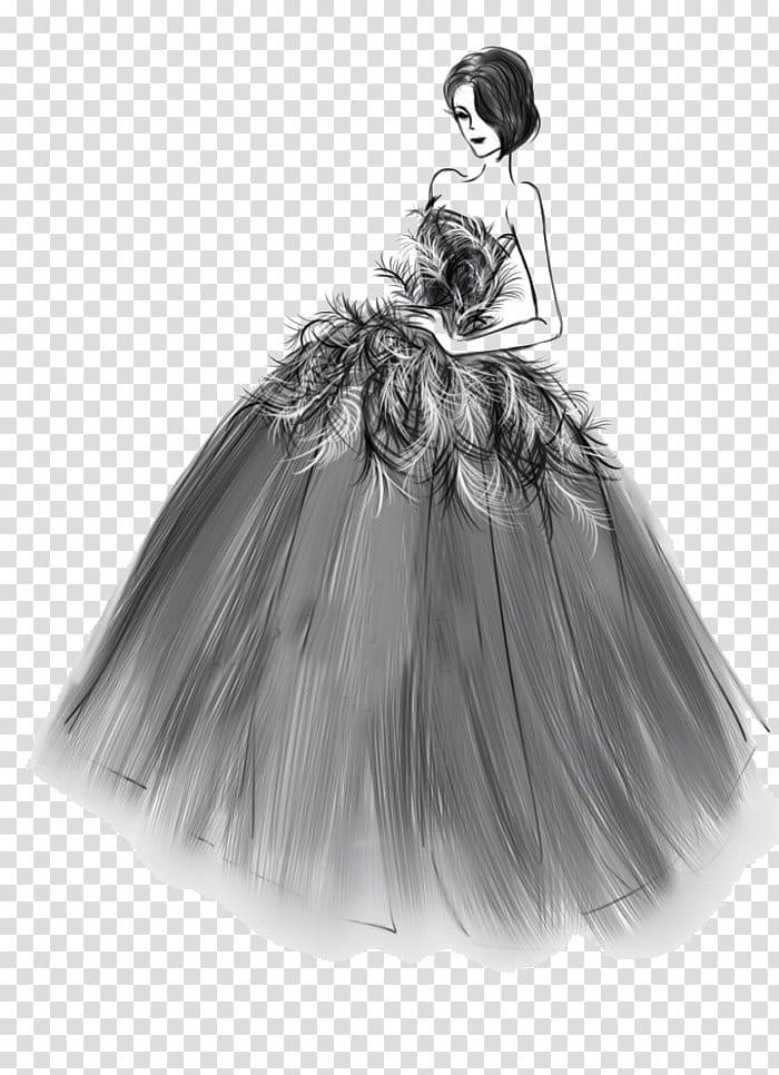 woman wearing wedding gown , Brouillon Drawing Clothing Formal wear, Means wedding woman transparent background PNG clipart