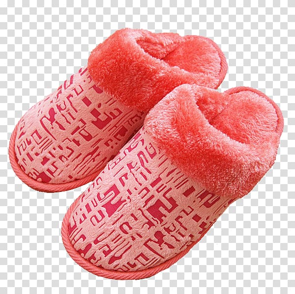 Slipper Plush, Grapefruit color plush slippers transparent background PNG clipart
