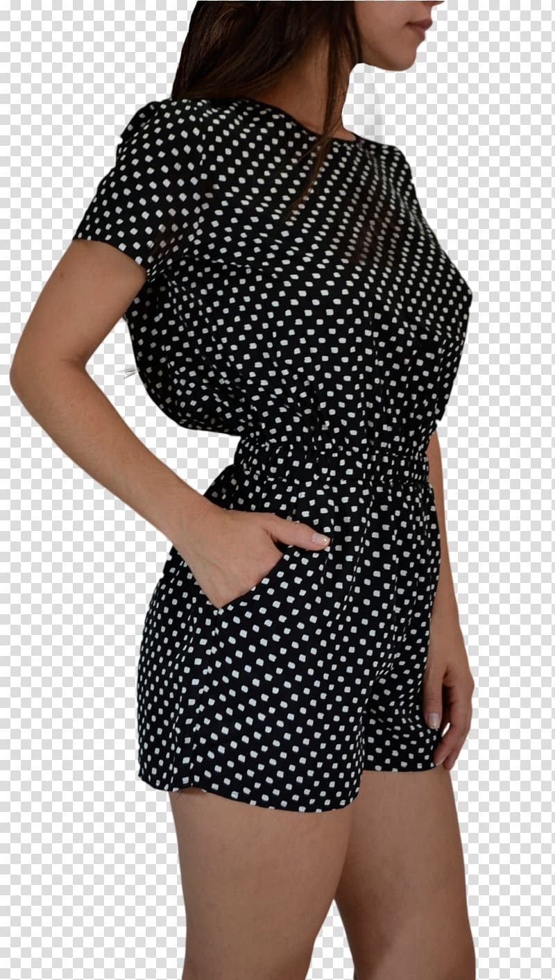 Polka dot Shoulder Dress Black M, dress transparent background PNG clipart