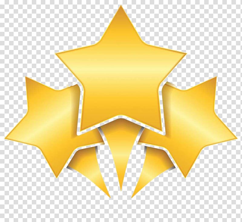 three yellow stars artwork, Star Symbol , Golden three five stars transparent background PNG clipart