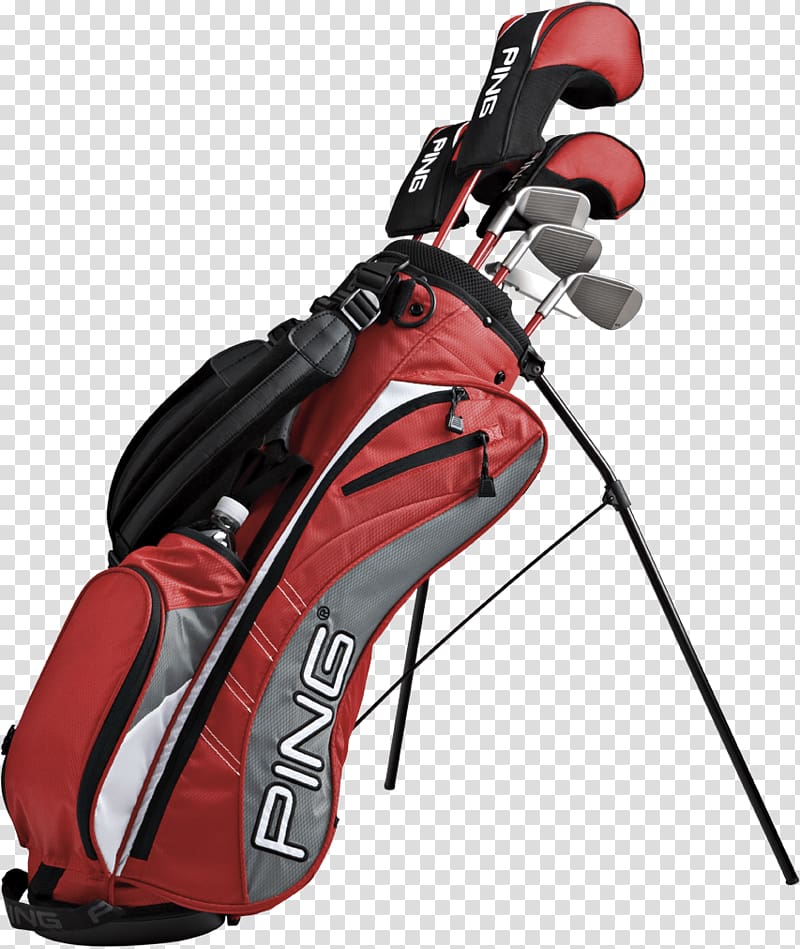 golf clubs in red Ping golf bag, Ping Golf Bag transparent background PNG clipart