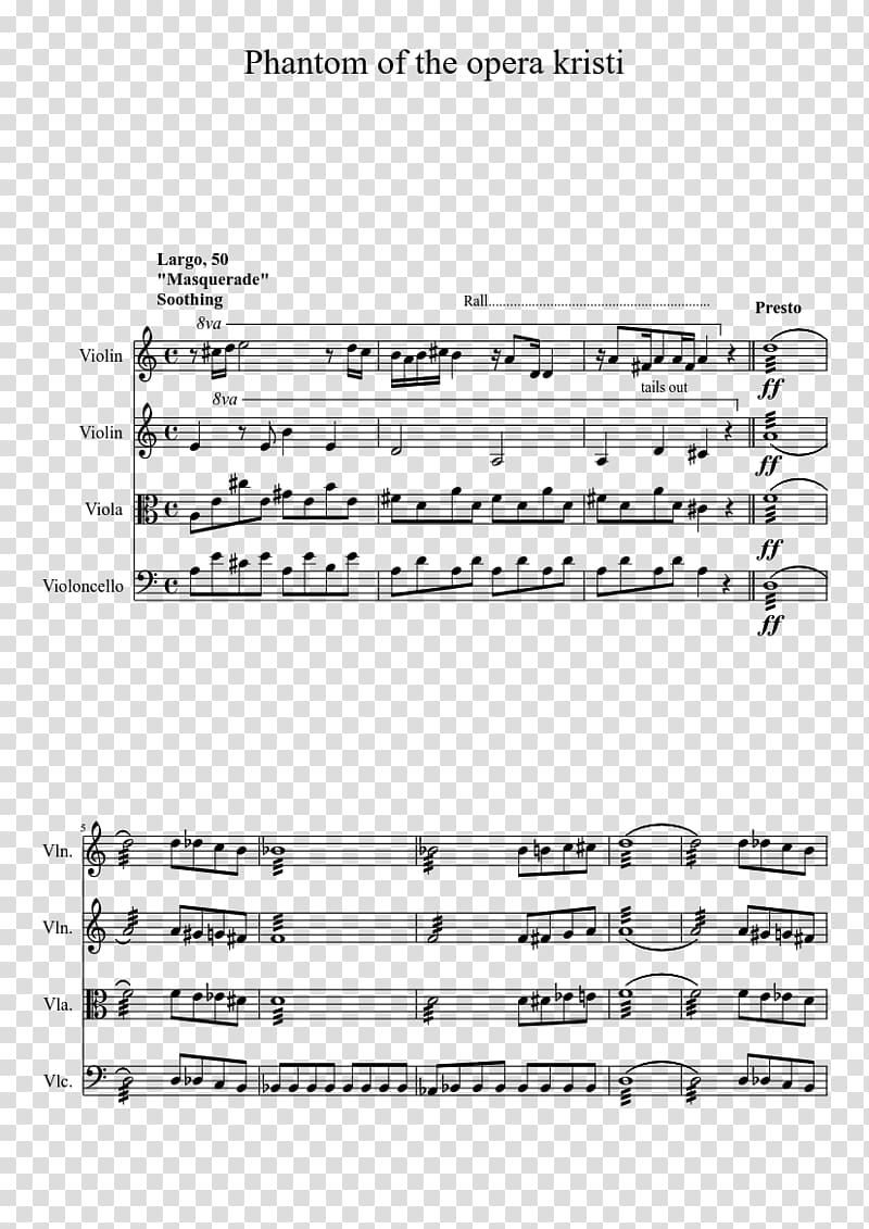 The Phantom of the Opera Sheet Music String quartet String Instruments, sheet music transparent background PNG clipart