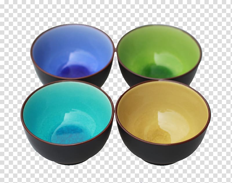Jingdezhen Bowl Ceramic glaze Pottery, Calving original four-color ceramic rice bowl transparent background PNG clipart