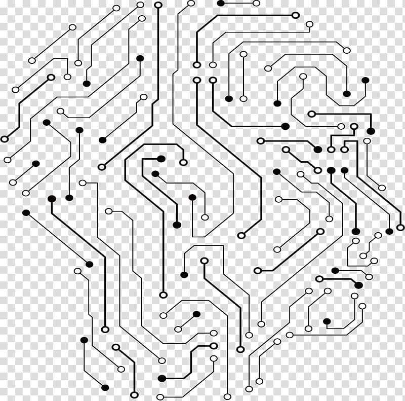 circuit board black and white clipart
