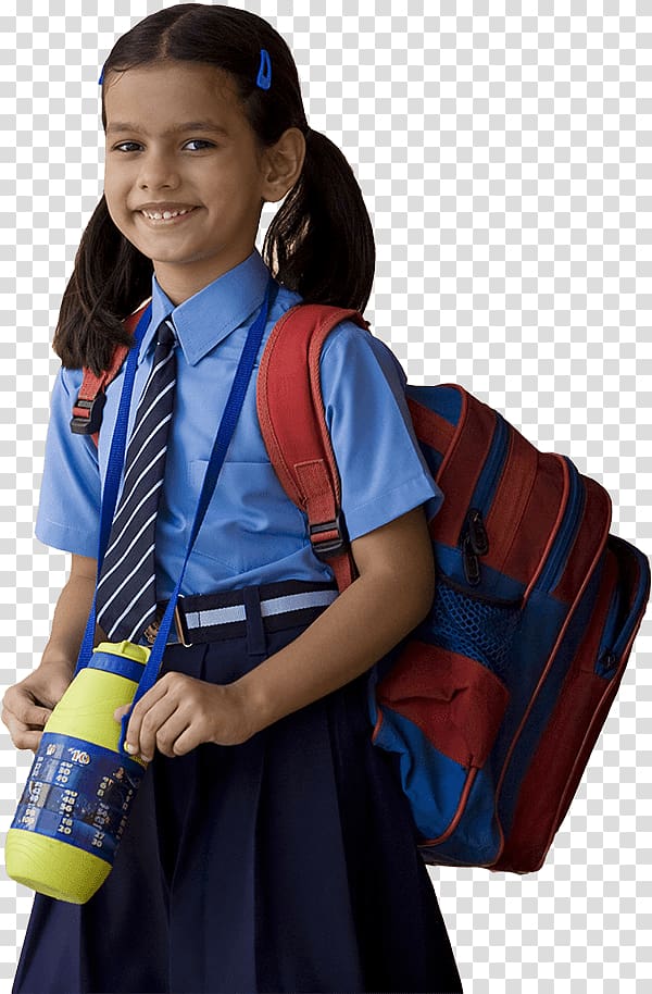 girl wearing school uniform and backpack, India School uniform Child Boarding school, school girls transparent background PNG clipart