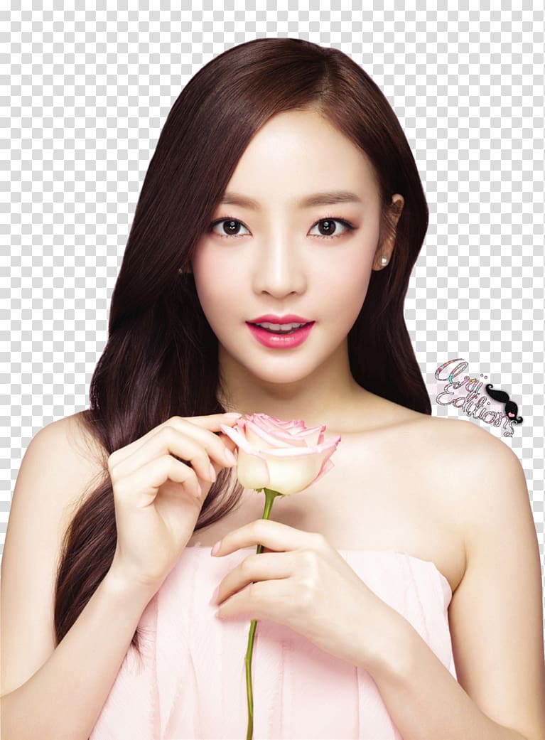 woman wearing pink tube top holding white and pink rose, Goo Hara South Korea KARA K-pop Pretty Girl, korean transparent background PNG clipart