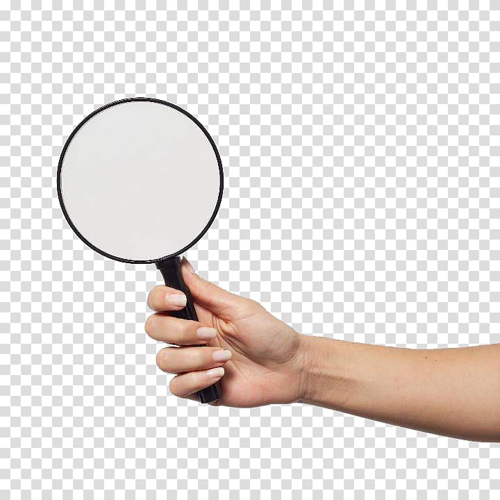 black magnifying glass, Magnifying glass Hand Magnifier, Hand with magnifying glass transparent background PNG clipart