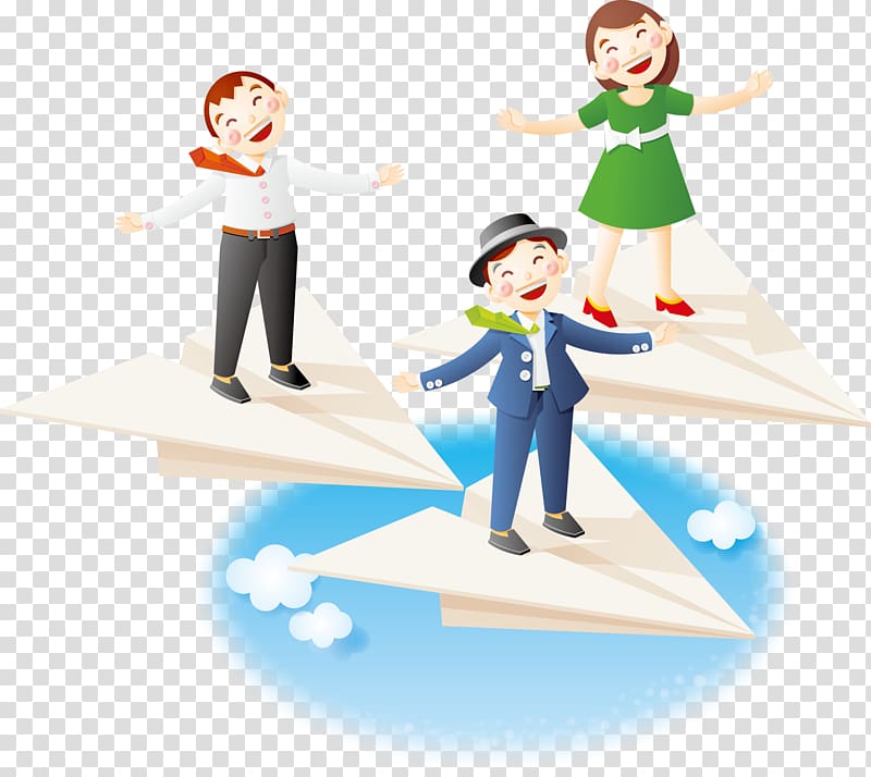 Airplane Cartoon Illustration, Happy person child plane transparent background PNG clipart