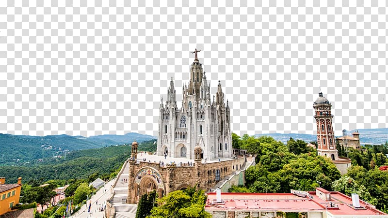 Tibidabo Temple Expiatori del Sagrat Cor Sagrada Famxedlia , Classic White Castle Peak transparent background PNG clipart