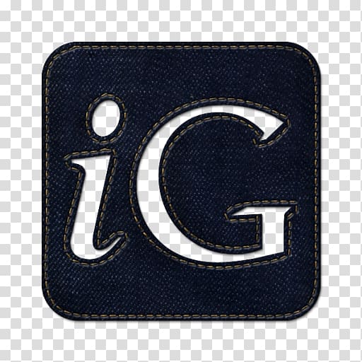 black denim IG patch, emblem brand number logo, Igooglr square transparent background PNG clipart