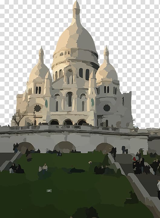 Sacré-Cœur, Paris Basilica Montmartre Landmark Church, Church transparent background PNG clipart