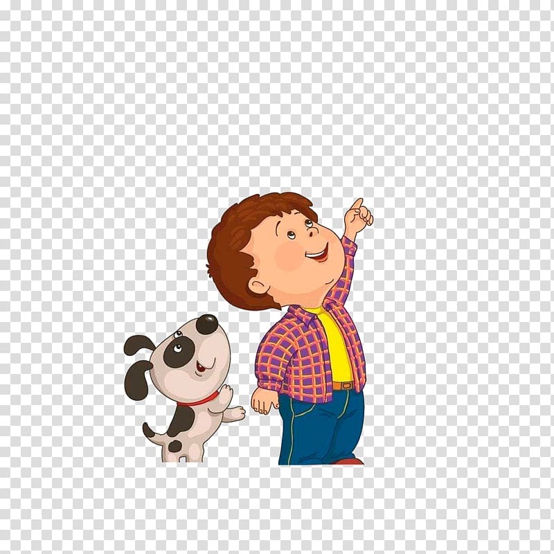 dog and boy s, Child Drawing , Children and dogs looking up at the sky transparent background PNG clipart