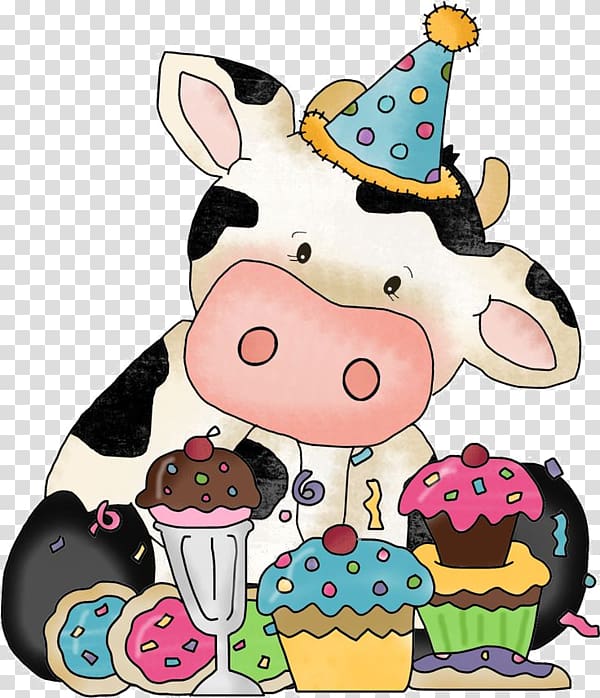 Birthday Wish Greeting card Happiness Gift, Cute cow transparent background PNG clipart