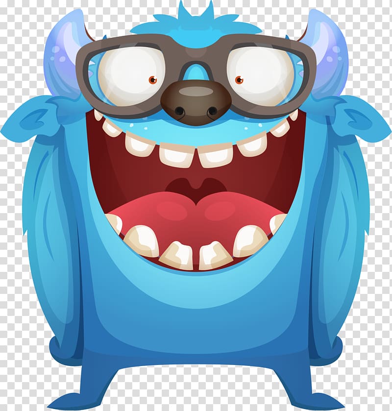 Illustration, blue glasses monster material transparent background PNG clipart