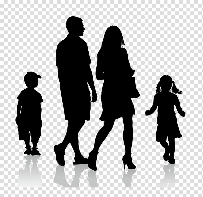 family with two kids , Silhouette Adult Illustration, family silhouette transparent background PNG clipart