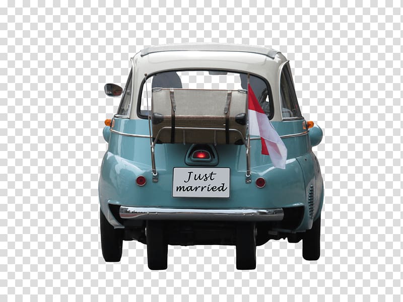 blue and white vehicle, Wedding Just Married on Car transparent background PNG clipart