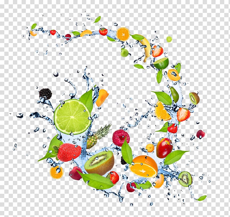 assorted-variety sliced fruits illustration, Water on the fruit transparent background PNG clipart