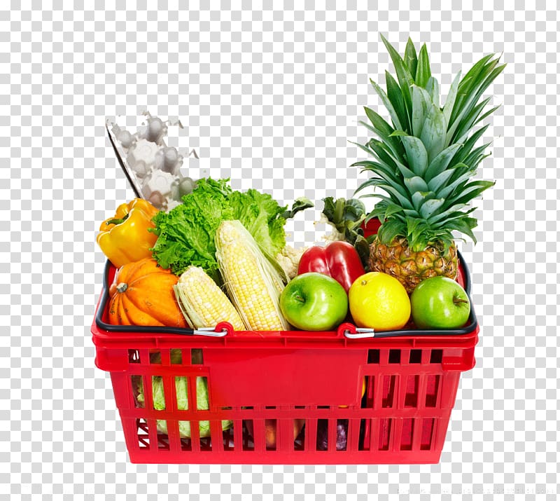 Vegetable Fruit Supermarket Basket, A basket of vegetables transparent background PNG clipart