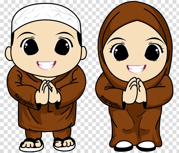 man and woman , Muslim Islam Cartoon , aidilfitri transparent background PNG clipart