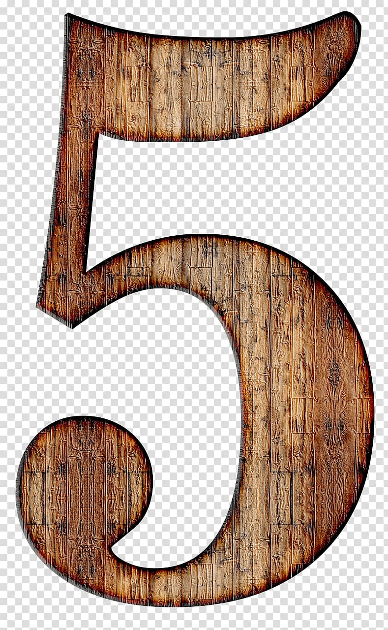 number 5 cutout , Wooden Number 5 transparent background PNG clipart