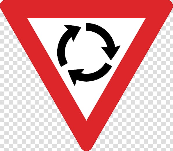 Roundabout Traffic sign Warning sign Yield sign, signs transparent background PNG clipart