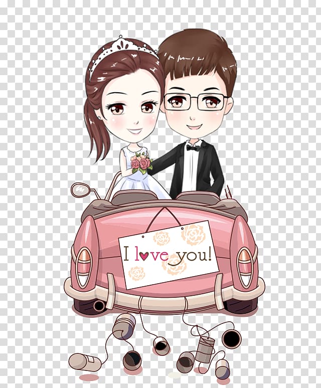Marriage Wedding Bride , Cartoon couple, groom and bride illustration transparent background PNG clipart