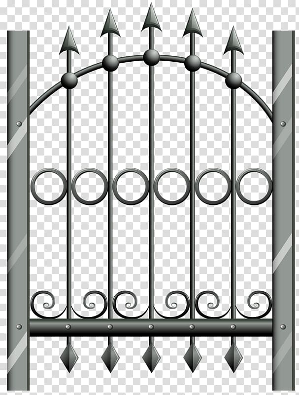 Metal Gate Fence Wrought iron Door, Fence pattern transparent background PNG clipart