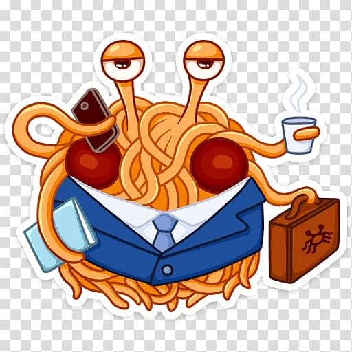 Sticker Pastafarianism Telegram Monster, flying spaghetti monster transparent background PNG clipart