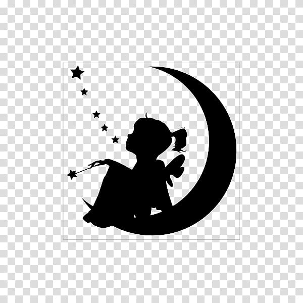 Moon Silhouette Tinker Bell Star Wall decal, moon transparent background PNG clipart