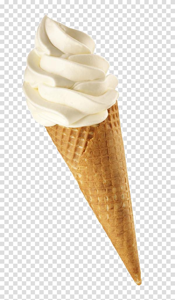 ice cream on cone, Ice cream cone Vanilla ice cream, Creamy vanilla ice cream transparent background PNG clipart