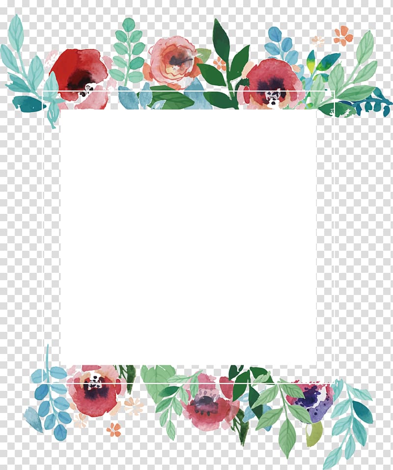 multicolored flowers border, Wedding invitation Flower frame, Watercolor flower frame transparent background PNG clipart
