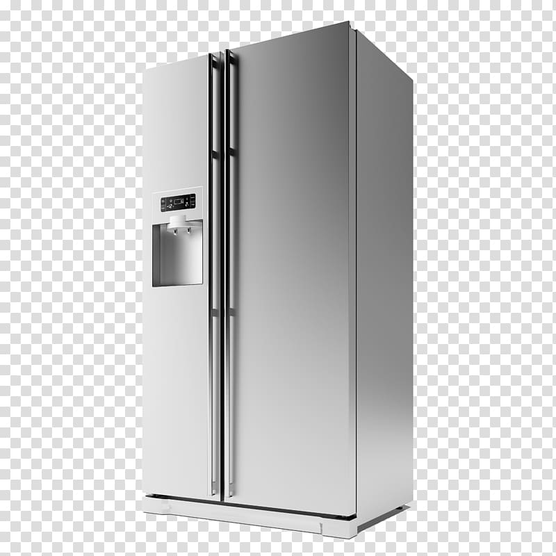 Refrigerator Home appliance Refrigeration Major appliance Congelador, Silver with water system Large refrigerator transparent background PNG clipart