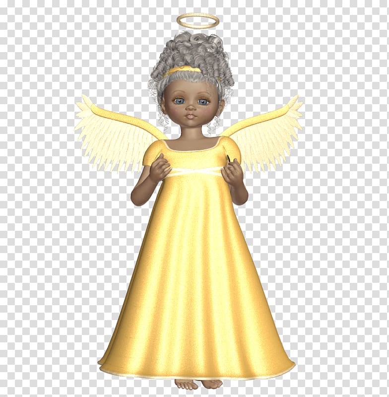 brown-haired angel illustration, Fallen angel Fairy 3D computer graphics, Cute 3D Angel with Gold Dress transparent background PNG clipart