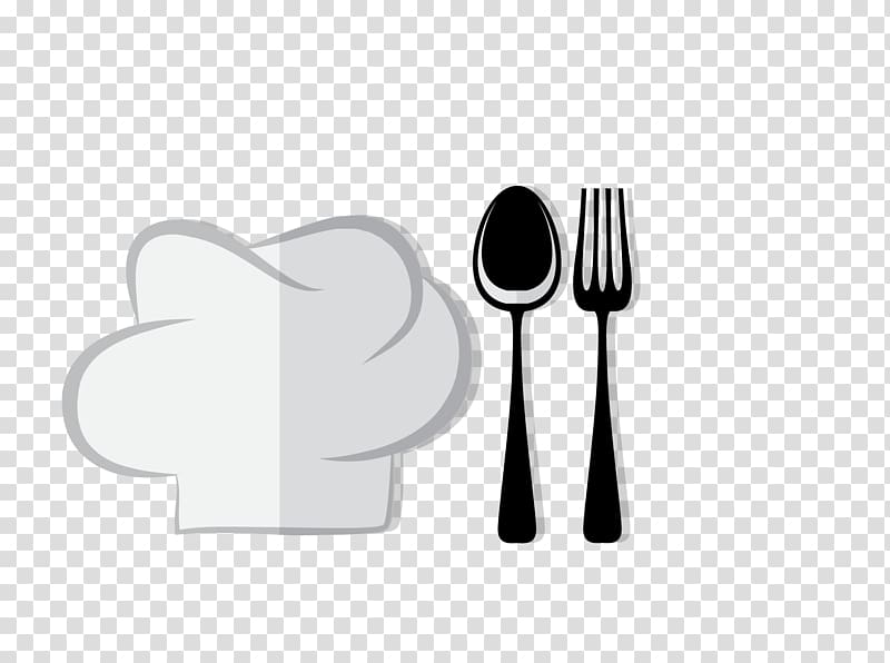 black spoon and fork , Spoon Cook, chef hat transparent background PNG clipart