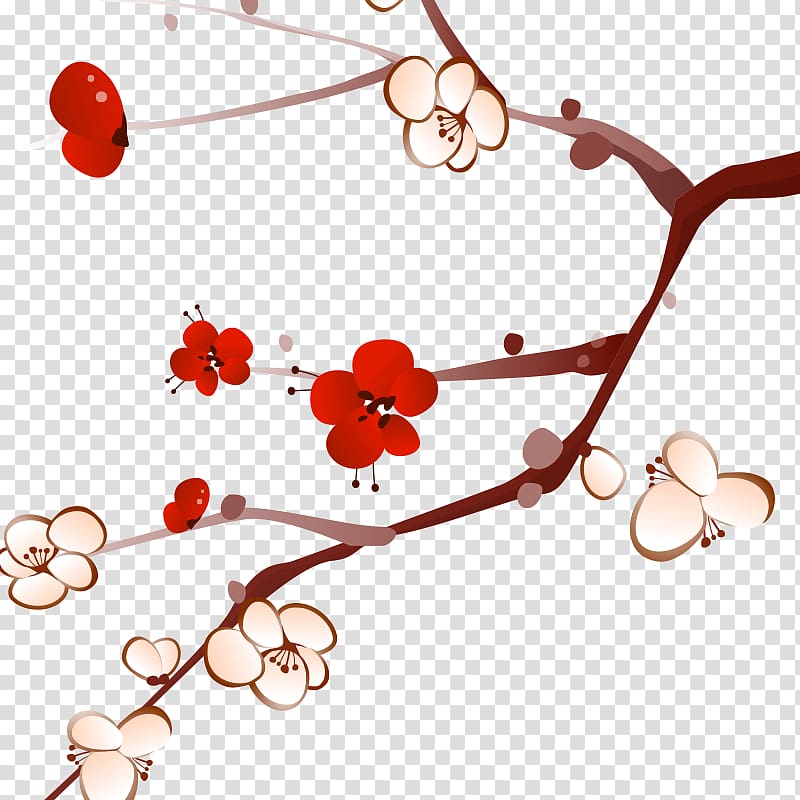 Art Plum, Chinese wind plum red winter transparent background PNG clipart