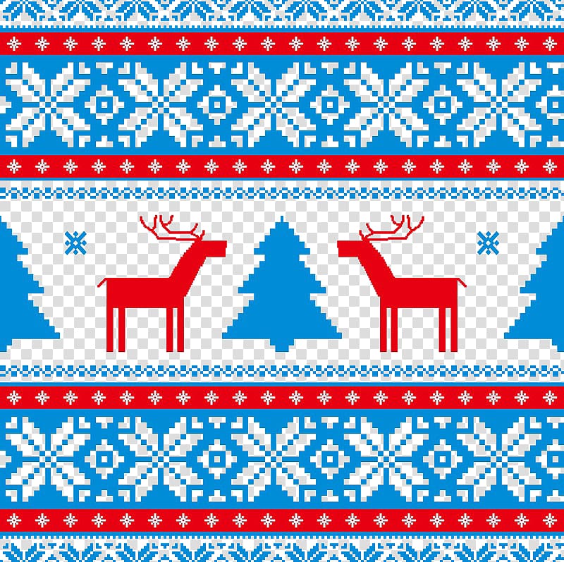 Christmas Winter Pattern, Red and green Christmas tree pattern pixel elk buckle Free transparent background PNG clipart