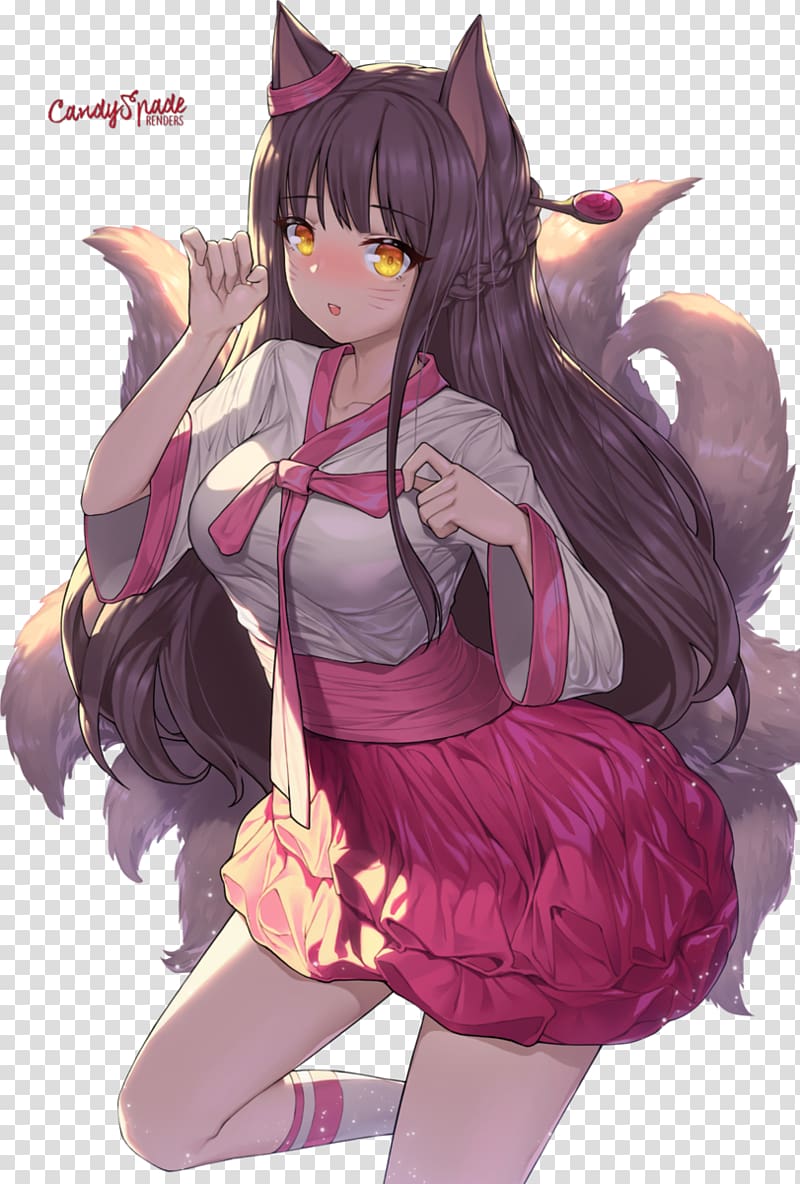 League of Legends Ahri Anime Pixiv Riot Games, nine tailed fox transparent background PNG clipart