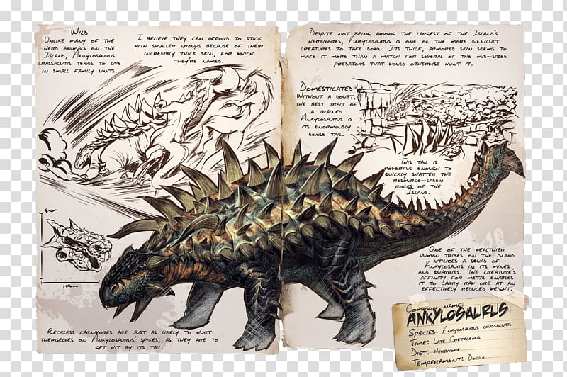 ARK: Survival Evolved Ankylosaurus Tyrannosaurus Gallimimus Spinosaurus, dinosaur transparent background PNG clipart