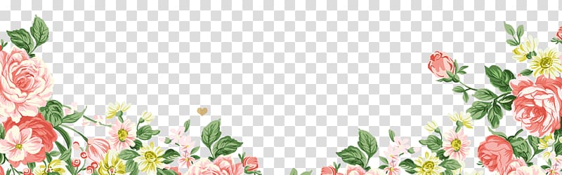 pink flower border illustration, Flower , Tender flowers green leaves decorated borders transparent background PNG clipart