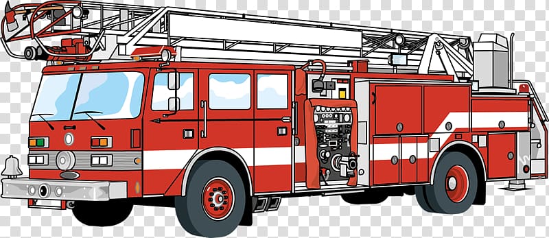 hand-drawn fire engine transparent background PNG clipart