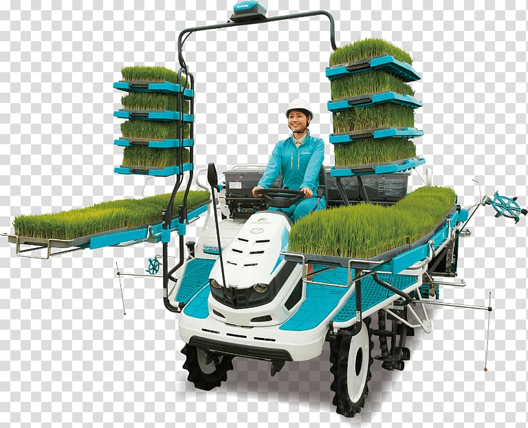 Agricultural machinery Rice transplanter Kubota Corporation Agriculture, tractor transparent background PNG clipart